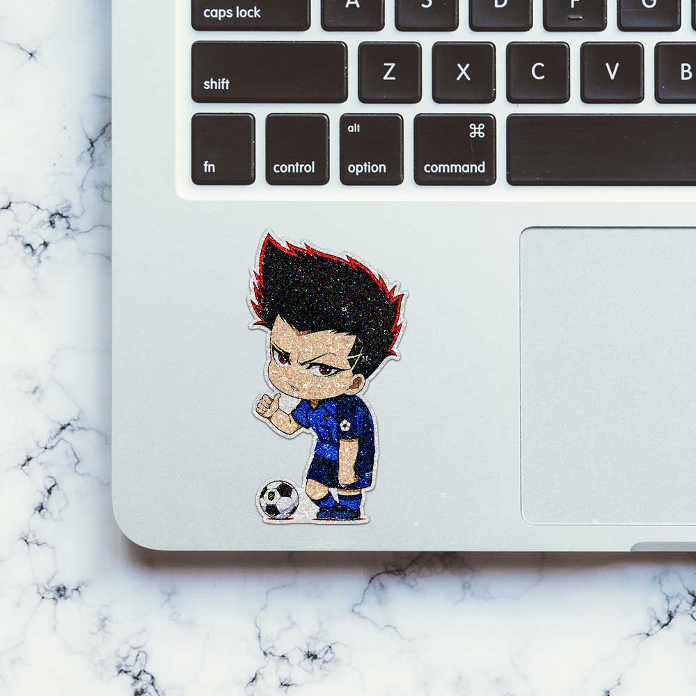 Chibi Soccer Boy Glitter Sticker