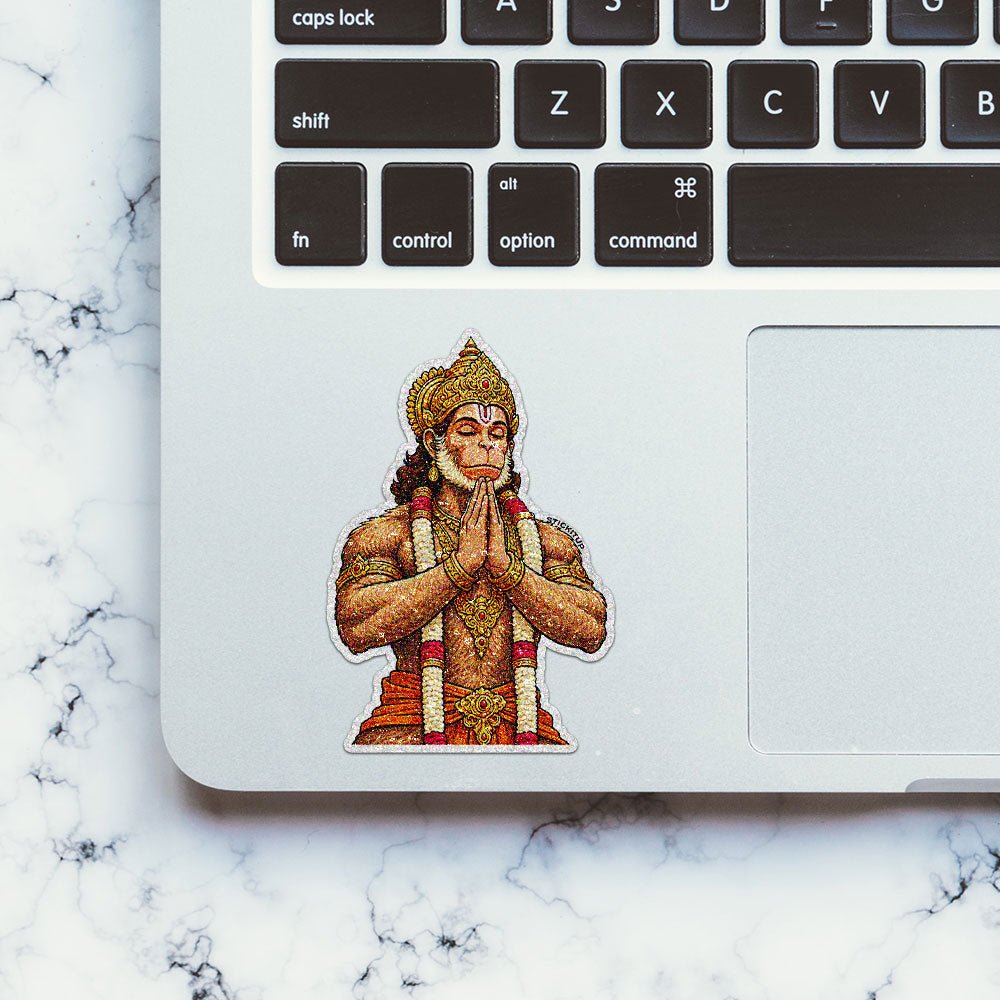 Hanuman With Garlands Glitter Sticker