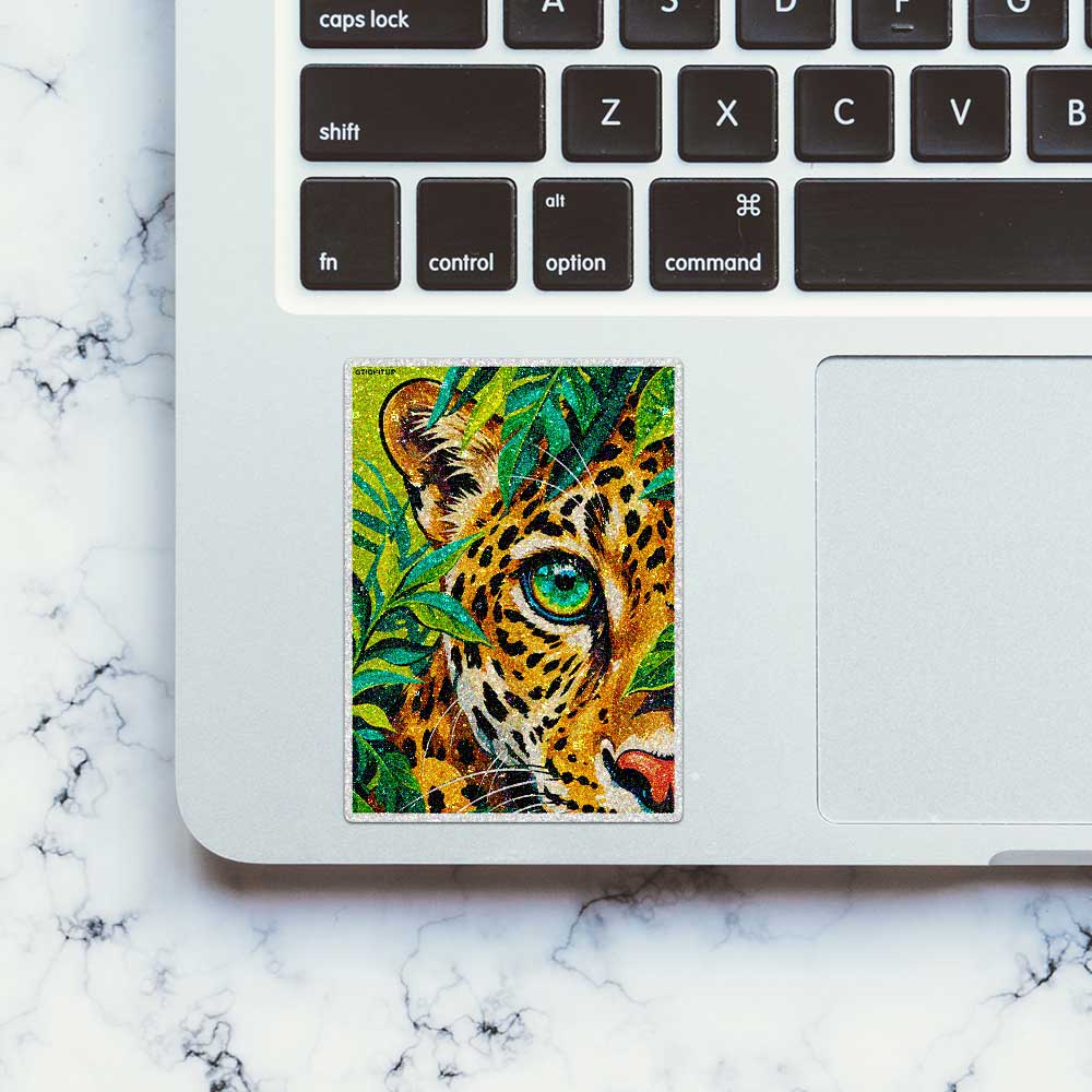 Jungle Leopard Eyes Glitter Sticker