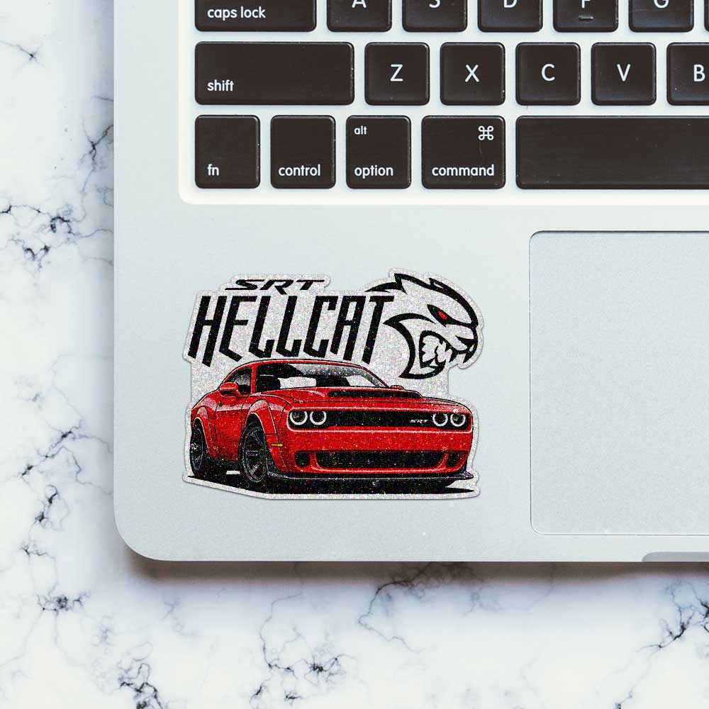 Red Muscle Car Glitter Sticker