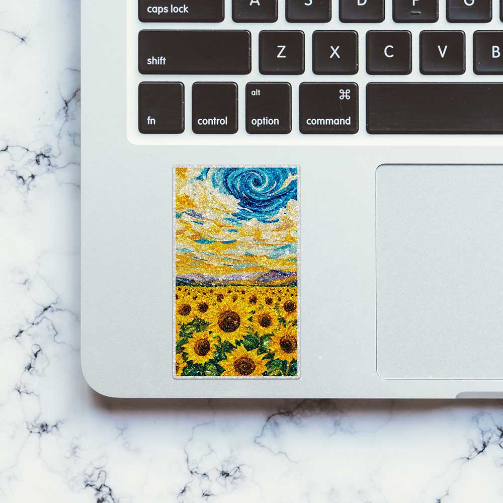 Sunflower Swirl Sky Glitter Sticker