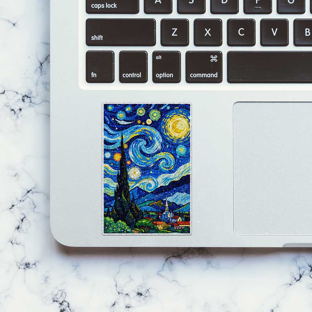 Swirling Night Sky Art Glitter Sticker