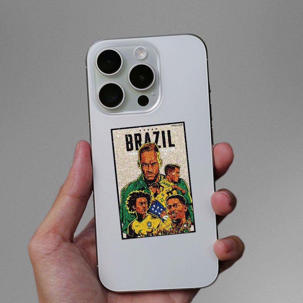 Brazil Football Fan Glitter Sticker