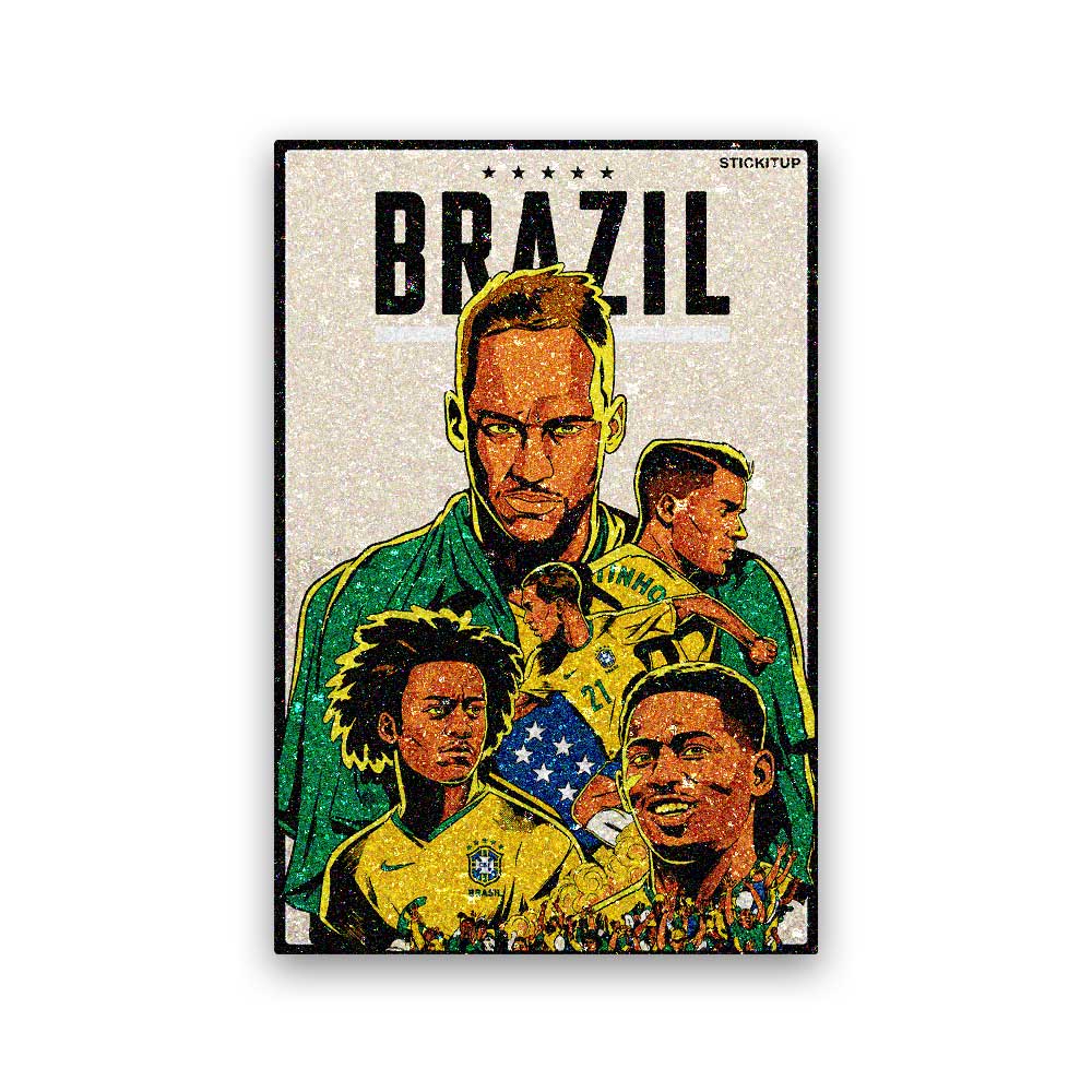 Brazil Football Fan Glitter Sticker