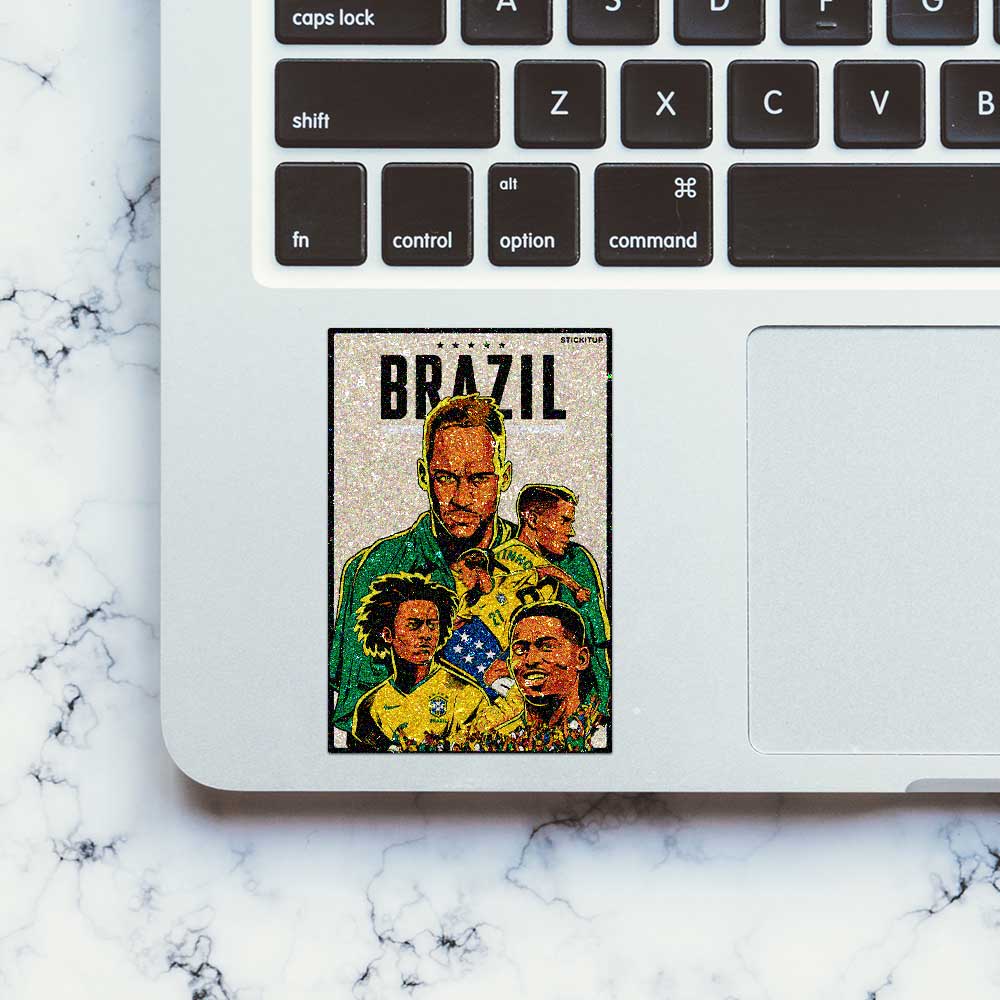 Brazil Football Fan Glitter Sticker