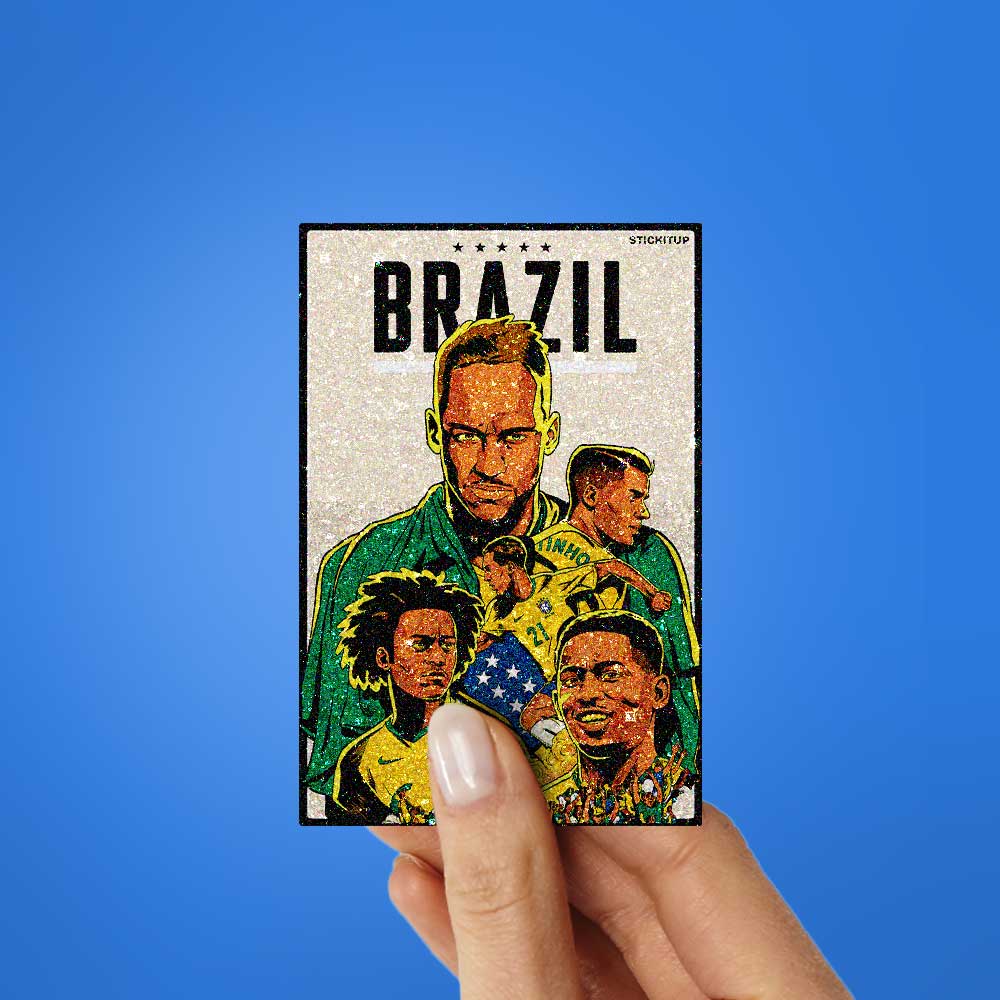 Brazil Football Fan Glitter Sticker