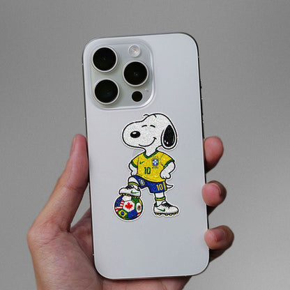Cartoon Dog Soccer Glitter Sticker