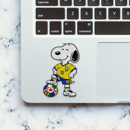 Cartoon Dog Soccer Glitter Sticker