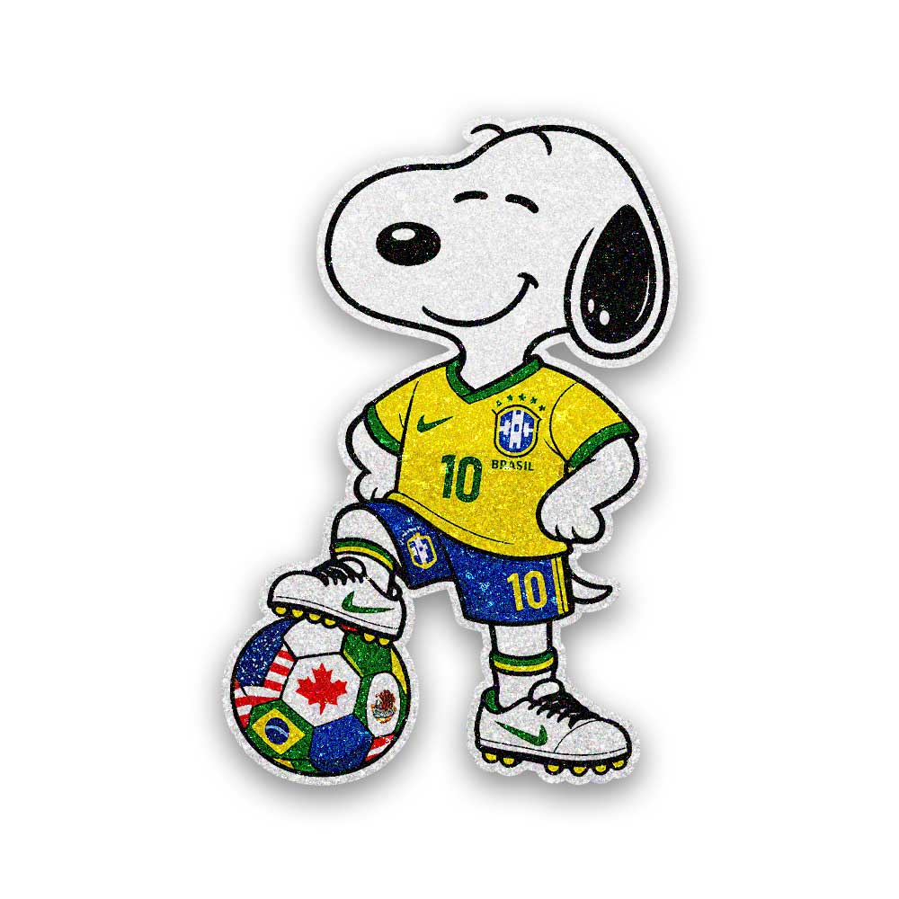 Cartoon Dog Soccer Glitter Sticker