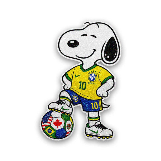 Cartoon Dog Soccer Glitter Sticker