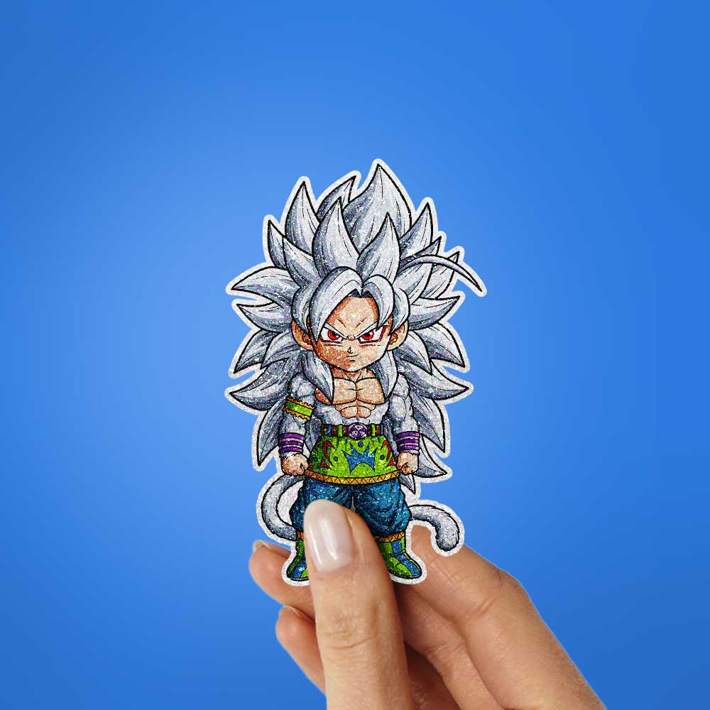Chibi Golden Warrior Glitter Sticker