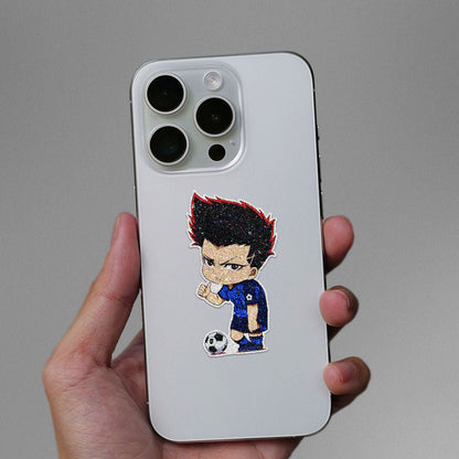 Chibi Soccer Boy Glitter Sticker