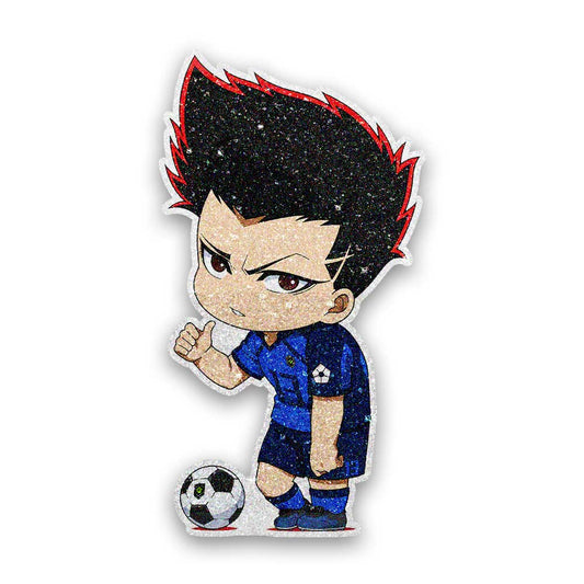 Chibi Soccer Boy Glitter Sticker