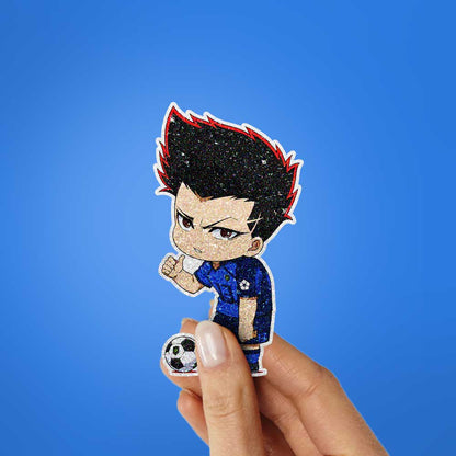 Chibi Soccer Boy Glitter Sticker