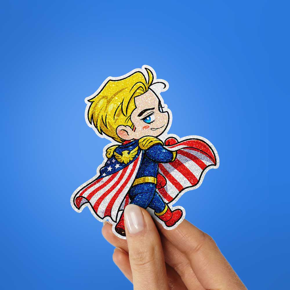 Chibi Star Hero Glitter Sticker