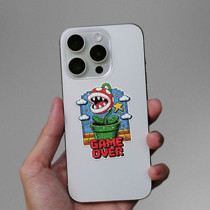 Chomping Plant Game Over Glitter Sticker