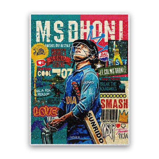 Cricket Legend Collage Glitter Sticker