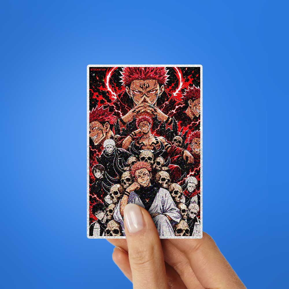 Dark Manga Skull Squad Glitter Sticker