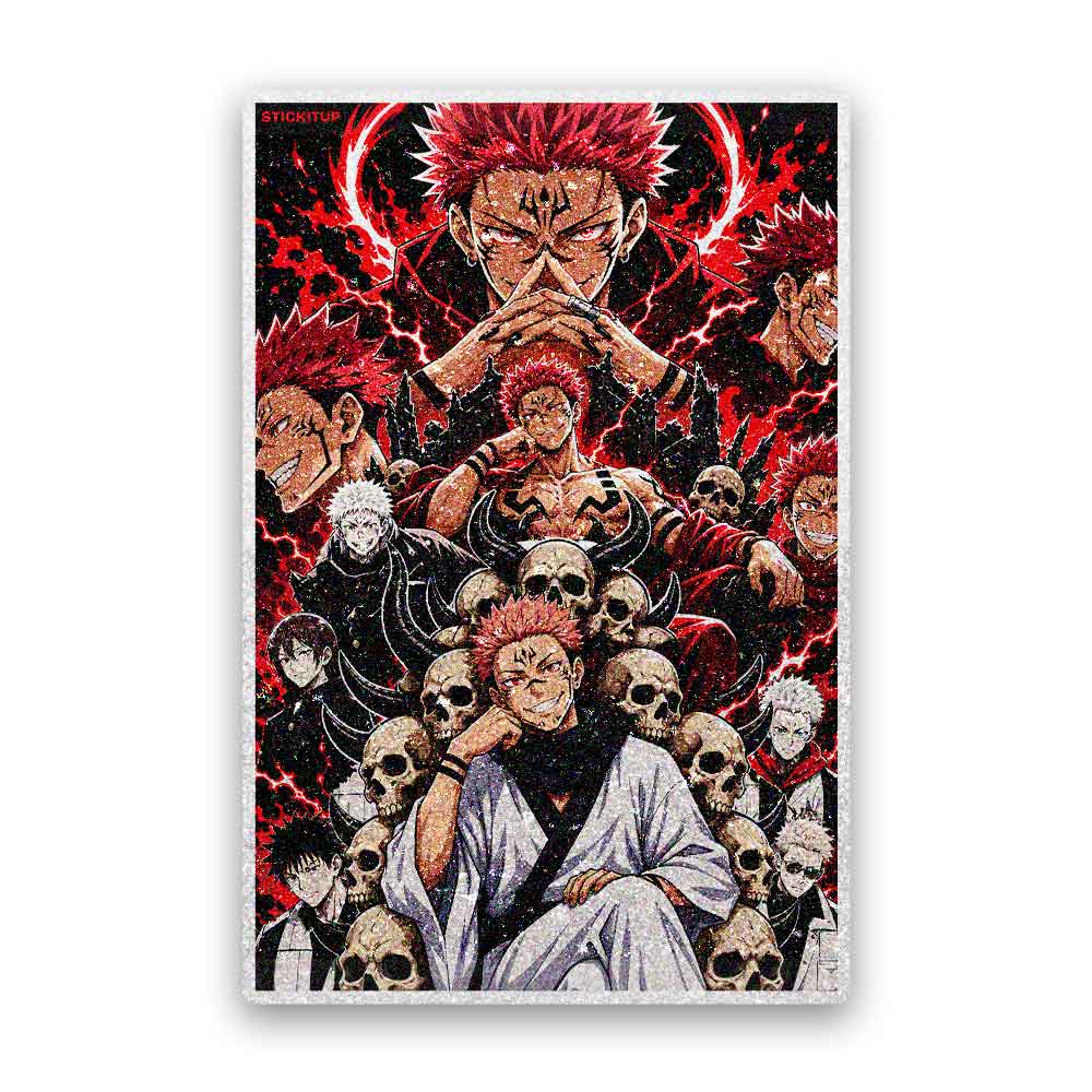 Dark Manga Skull Squad Glitter Sticker