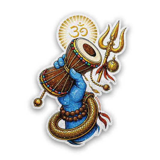 Divine Damru Hand Glitter Sticker