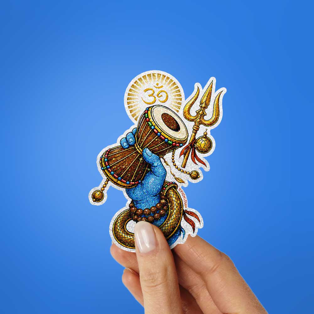 Divine Damru Hand Glitter Sticker