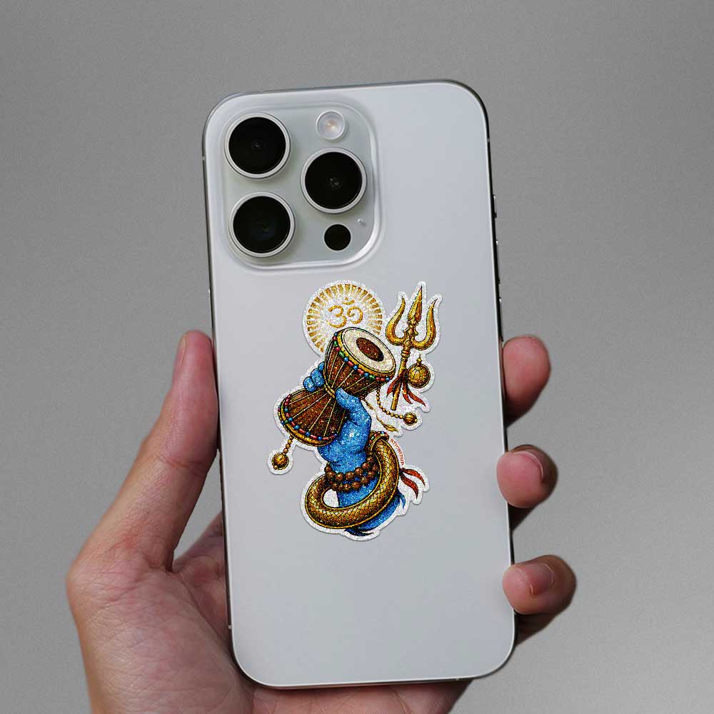 Divine Damru Hand Glitter Sticker