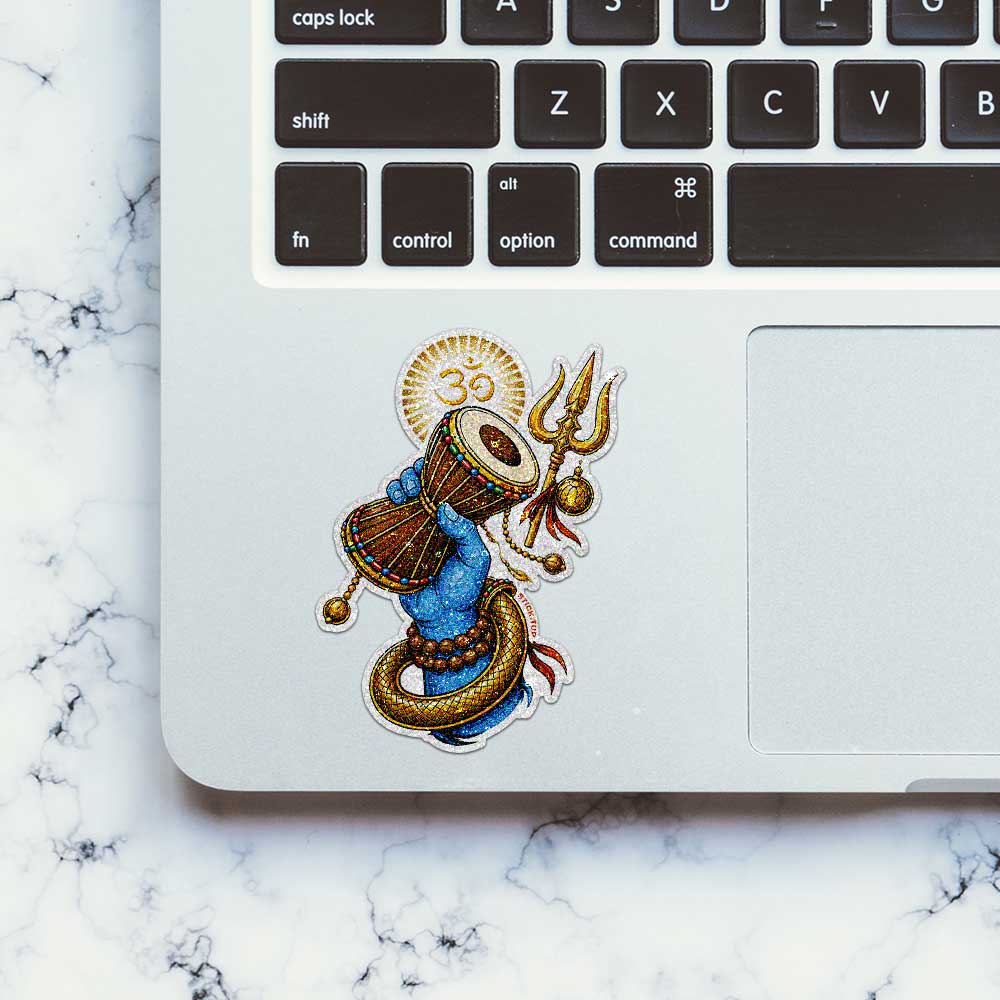 Divine Damru Hand Glitter Sticker