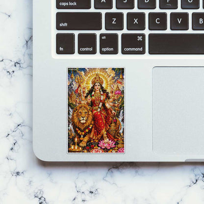 Durga Maa With Lion Glitter Sticker