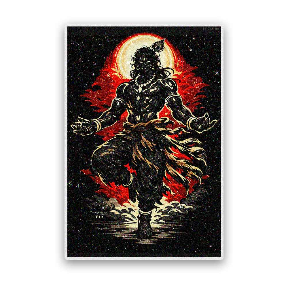 Fiery Deity Silhouette Glitter Sticker