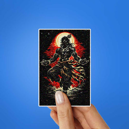 Fiery Deity Silhouette Glitter Sticker