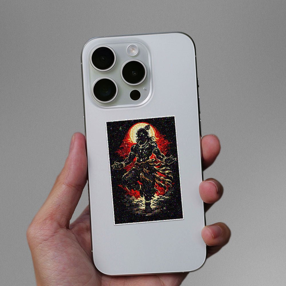 Fiery Deity Silhouette Glitter Sticker
