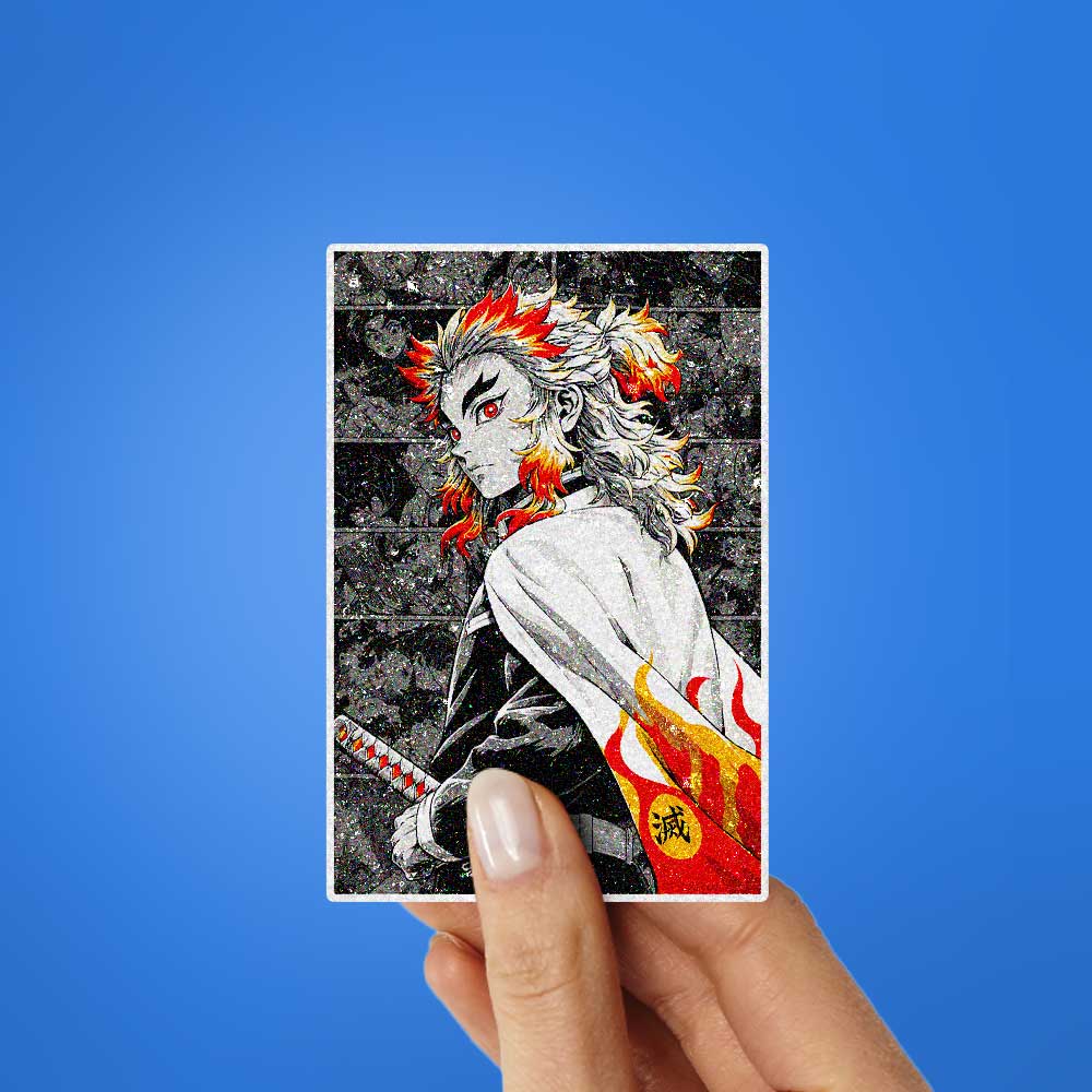 Flame Haired Warrior Glitter Sticker