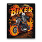 Flaming Skeleton Biker Glitter Sticker