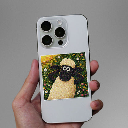 Flower Field Sheep Glitter Sticker