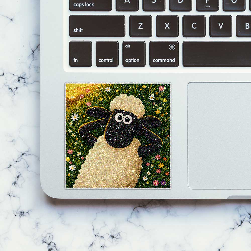 Flower Field Sheep Glitter Sticker