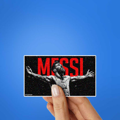 Footballer Arms Outstretched Glitter Sticker
