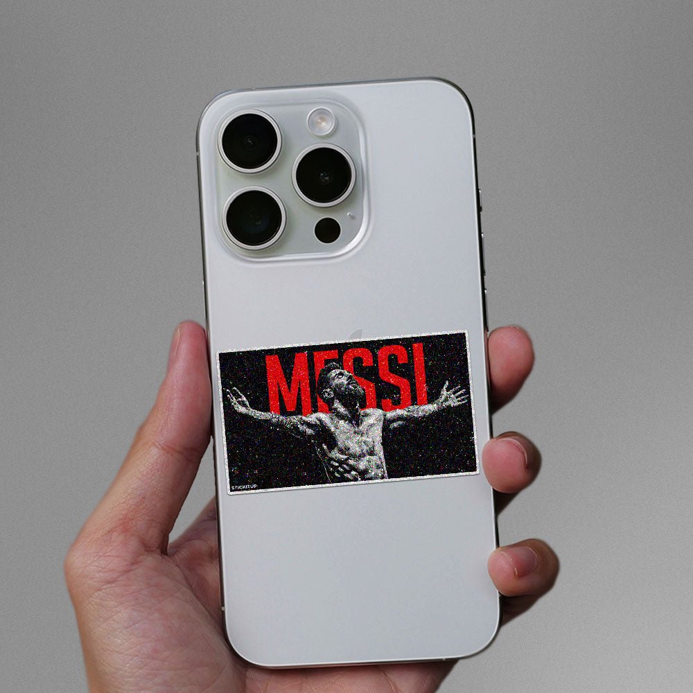Footballer Arms Outstretched Glitter Sticker