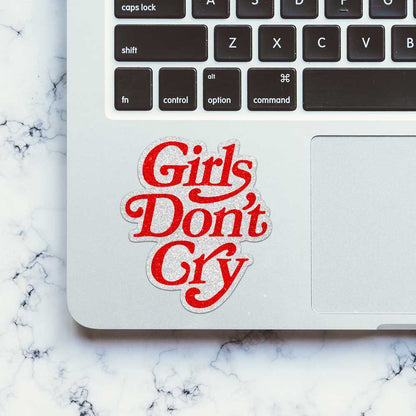 Girls Don't Cry Script Glitter Sticker