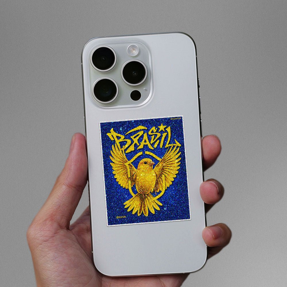 Golden Eagle Brazil Fan Glitter Sticker