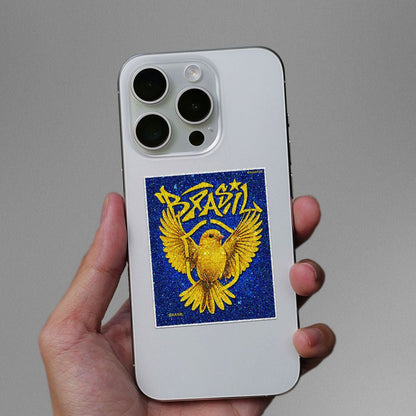 Golden Eagle Brazil Fan Glitter Sticker