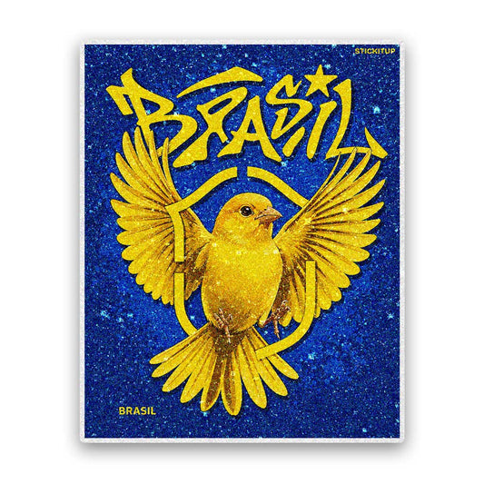 Golden Eagle Brazil Fan Glitter Sticker