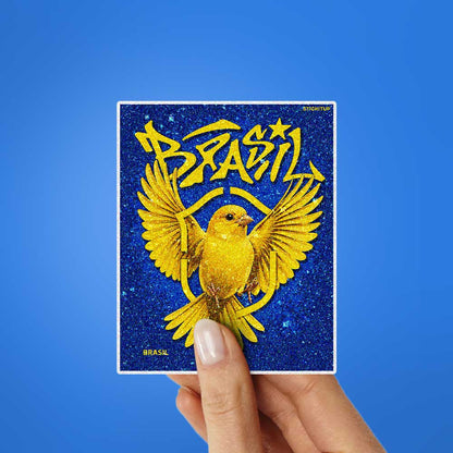 Golden Eagle Brazil Fan Glitter Sticker