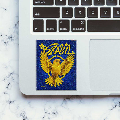 Golden Eagle Brazil Fan Glitter Sticker