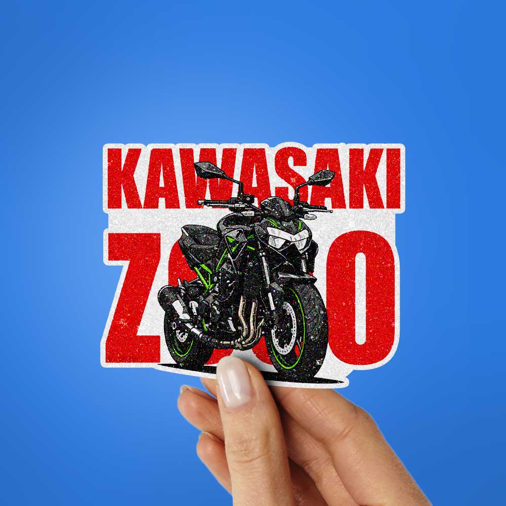 Green Black Sportbike Glitter Sticker