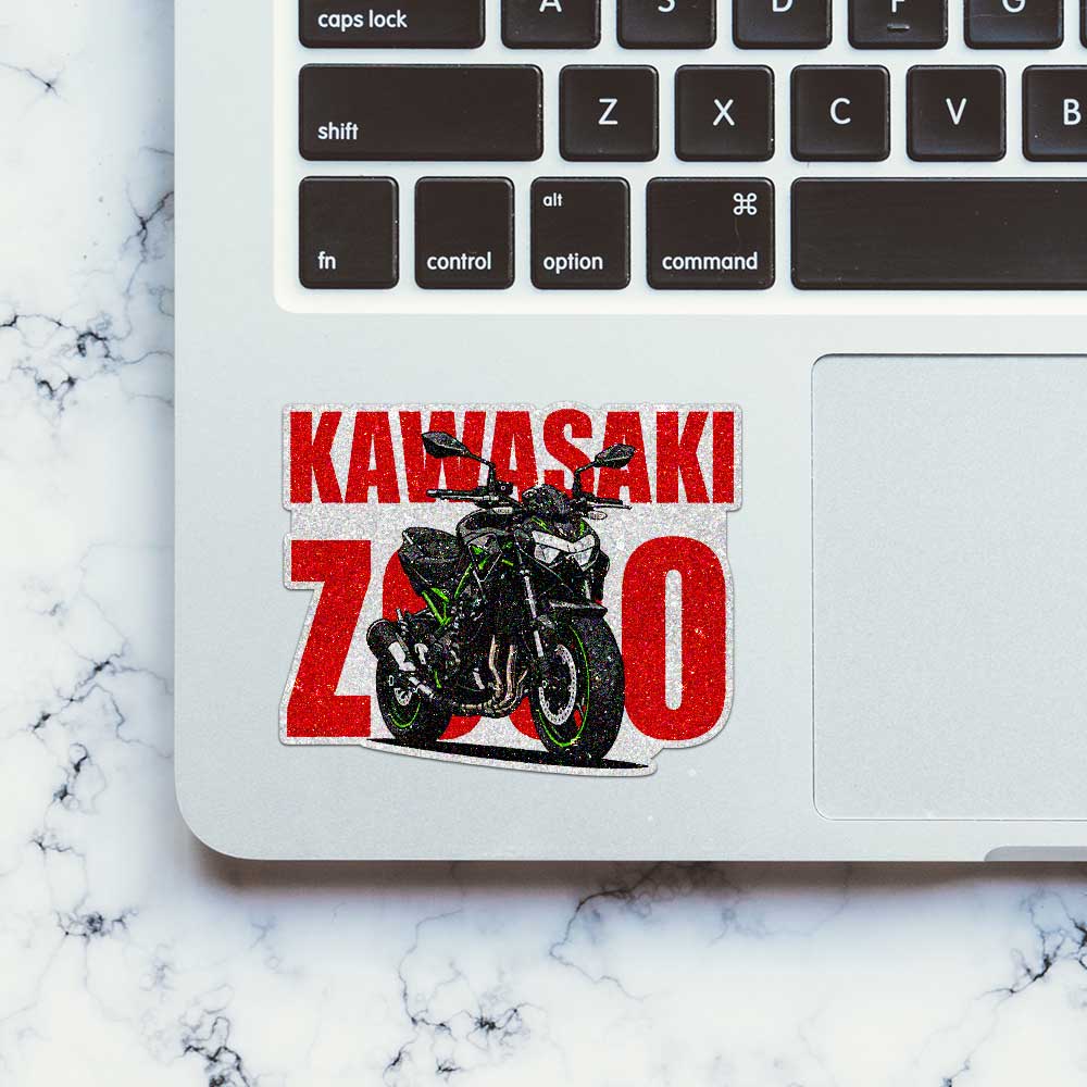 Green Black Sportbike Glitter Sticker