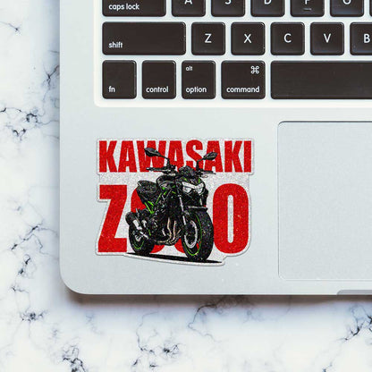 Green Black Sportbike Glitter Sticker