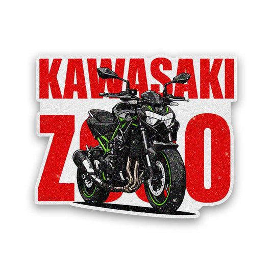 Green Black Sportbike Glitter Sticker
