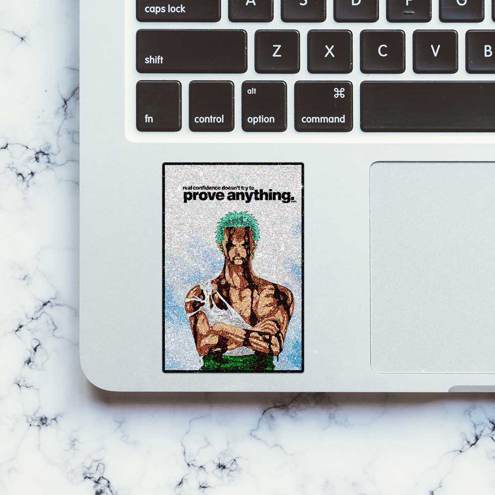 Green Haired Swordsman Glitter Sticker