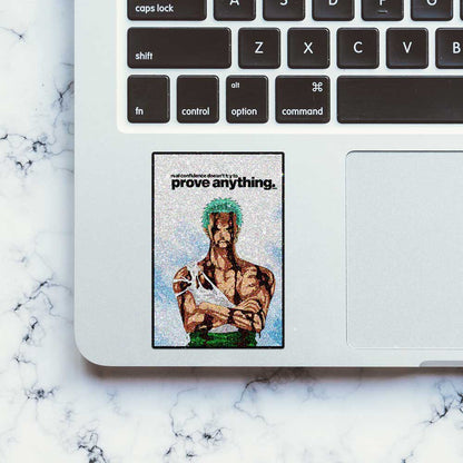 Green Haired Swordsman Glitter Sticker