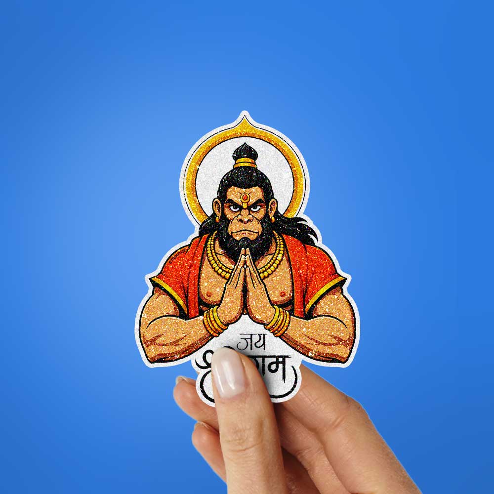 Hanuman In Prayer Glitter Sticker